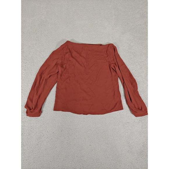 Ann Taylor Factory Shirt Womens Small Rust Drape Neck Long Sleeve Blouse 552128 - Picture 8 of 15
